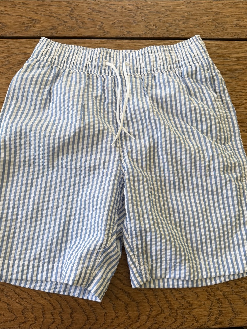 NWT Boys CREWCUTS Blue & White Pinstriped Seersucker Swim Trunks Bathing Suit 12